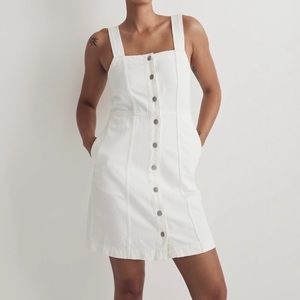 Madewell Denim Square-Neck Sleeveless Mini Dress in Tile White